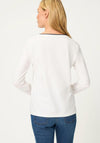Olsen Rhinestone Embellished Leaf Print Top, White