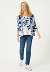 Olsen Rhinestone Embellished Leaf Print Top, White