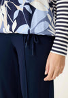Olsen Contrast Print Round Neck Top, Navy