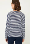 Olsen Contrast Print Round Neck Top, Navy