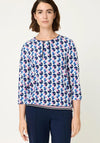 Olsen Abstract Print Drawstring Top, Blue