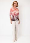 Olsen Leaf Print Top, Orange Multi