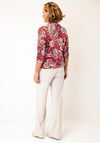 Olsen Leaf Print Cropped Sleeve Top, Red