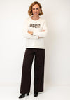 Olsen Graphic Print with Animal Print Detail Top, Beige Multi