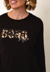 Olsen Graphic Print with Animal Print Detail Top, Brown Multi