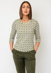 Olsen Geometric Print T-Shirt, Green Multi