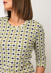Olsen Geometric Print T-Shirt, Green Multi