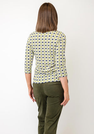 Olsen Geometric Print T-Shirt, Green Multi