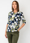Olsen Abstract Print Round Neck T-Shirt, Green Multi