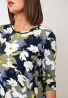 Olsen Abstract Print Round Neck T-Shirt, Green Multi