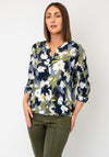 Olsen Abstract Print V-Neck Blouse, Green Multi