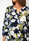 Olsen Abstract Print V-Neck Blouse, Green Multi