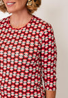 Olsen Geometric Print Top, Red Multi