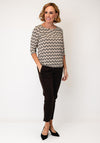 Olsen Geometric Print with Keyhole Detail Top, Beige Multi