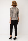 Olsen Geometric Print with Keyhole Detail Top, Beige Multi