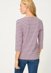 Olsen Striped Round Neck Cotton Top, Pink