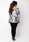 Olsen Leaf Print Textured Top, Blue