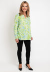 Olsen V-Neck Geo Diamond Floral Design Top, Kiwi