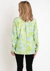 Olsen V-Neck Geo Diamond Floral Design Top, Kiwi