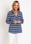 Olsen Geometric Printed Shirt, Night Blue