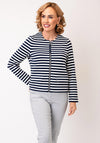 Olsen Striped Round Neck Jacket, Navy and White