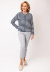 Olsen Striped Round Neck Jacket, Navy and White