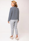 Olsen Striped Round Neck Jacket, Navy and White