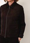 Olsen Faux Suede Zip Up Jacket, Brown