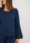 One Life Tulip Sleeve Square Neck Top, Neptune