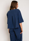 One Life Ronnie Button V Neck Top, Neptune