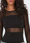 ONLY Esther Mesh with Lining Inserts Bodysuit, Black