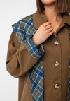 Only Tartan Scarf Detail Short Trench Coat, Brown