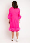 Ophelia Melita Boa Feather Trim Jacket & Dress Set, Cerise