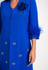 Ophelia Melita Boa Feather Trim Jacket & Dress Set, Iris Blue