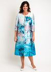 Ophelia Melita Gina Satin Print Jacket & Dress Set, Turquoise