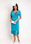 Ophelia Melita Gina Satin Print Jacket & Dress Set, Turquoise