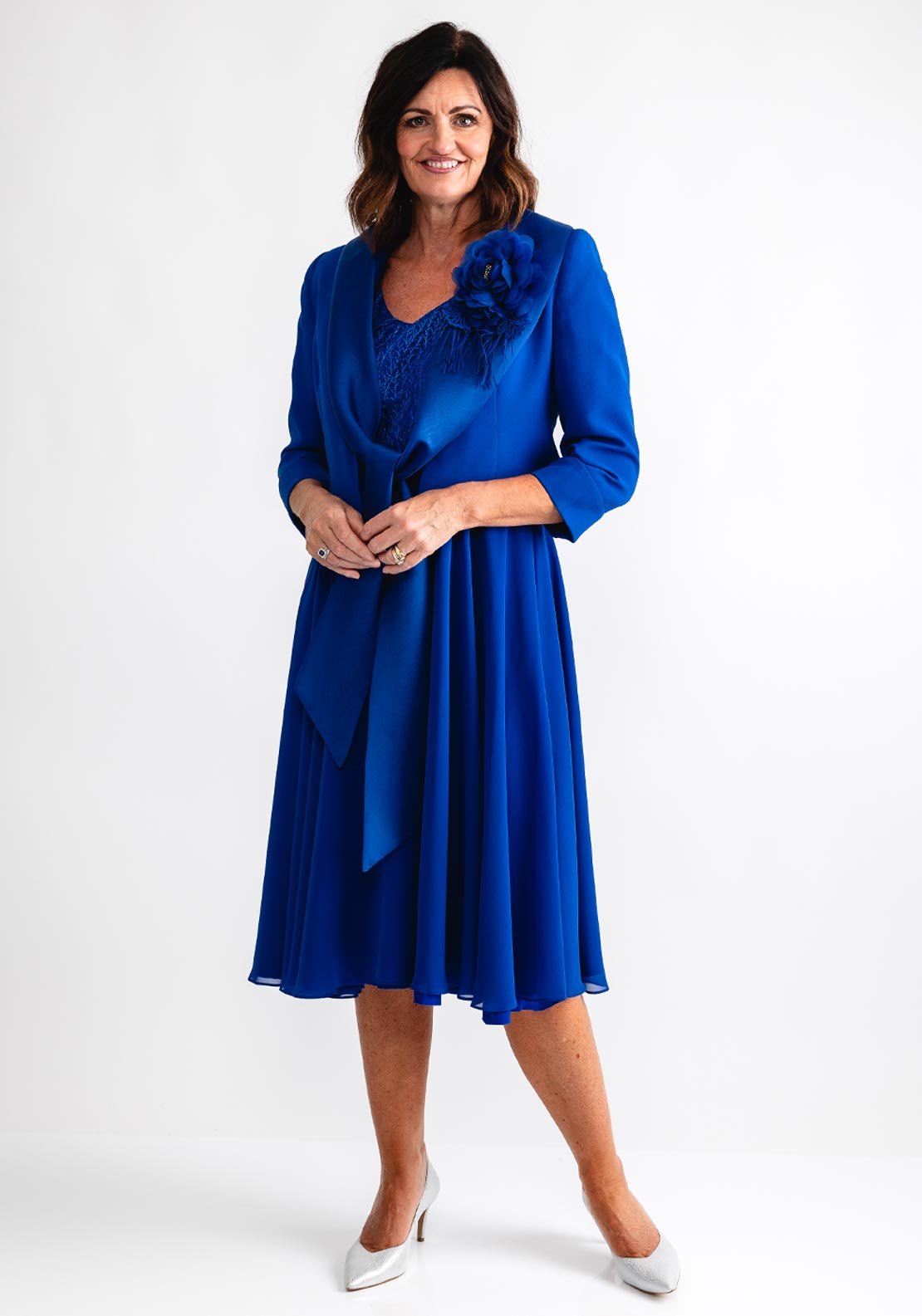 royal blue dress with jacket R & M Richards Plus Size Jacket & Necklace Dress - Royal main image 1
