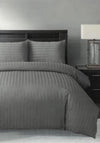 The Home Studio Sleepdown Opulent Sateen Stripe Double Duvet Cover Set, Grey