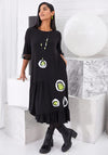 Ora Circle Print Frill Hem Jersey Midi Dress, Black