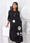 Ora Circle Print Frill Hem Jersey Midi Dress, Black