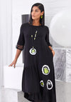 Ora Circle Print Frill Hem Jersey Midi Dress, Black