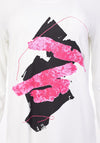 Ora Round Neck Abstract Print Top, Hot Pink