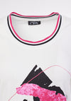 Ora Round Neck Abstract Print Top, Hot Pink