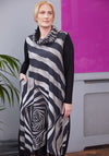 Ora Striped Printed Dress and Neck Scarf, Black