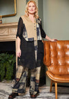 Ora Contrast Panel Chiffon Hem Jacket, Black