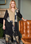 Ora Contrast Panel Chiffon Hem Jacket, Black