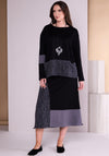 Ora Elastic Trim Asymmetric Panel Midi Skirt, Black