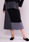 Ora Elastic Trim Asymmetric Panel Midi Skirt, Black