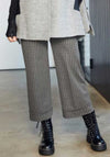 Ora Houndstooth Wide Leg Trousers, Grey
