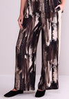 Ora Printed Contrast Stripe Wide Leg Trousers, Brown